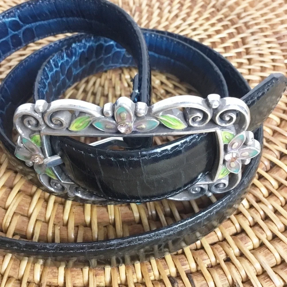Brighton Black With Silver Buckle With Cute Flowers Size M-L 32